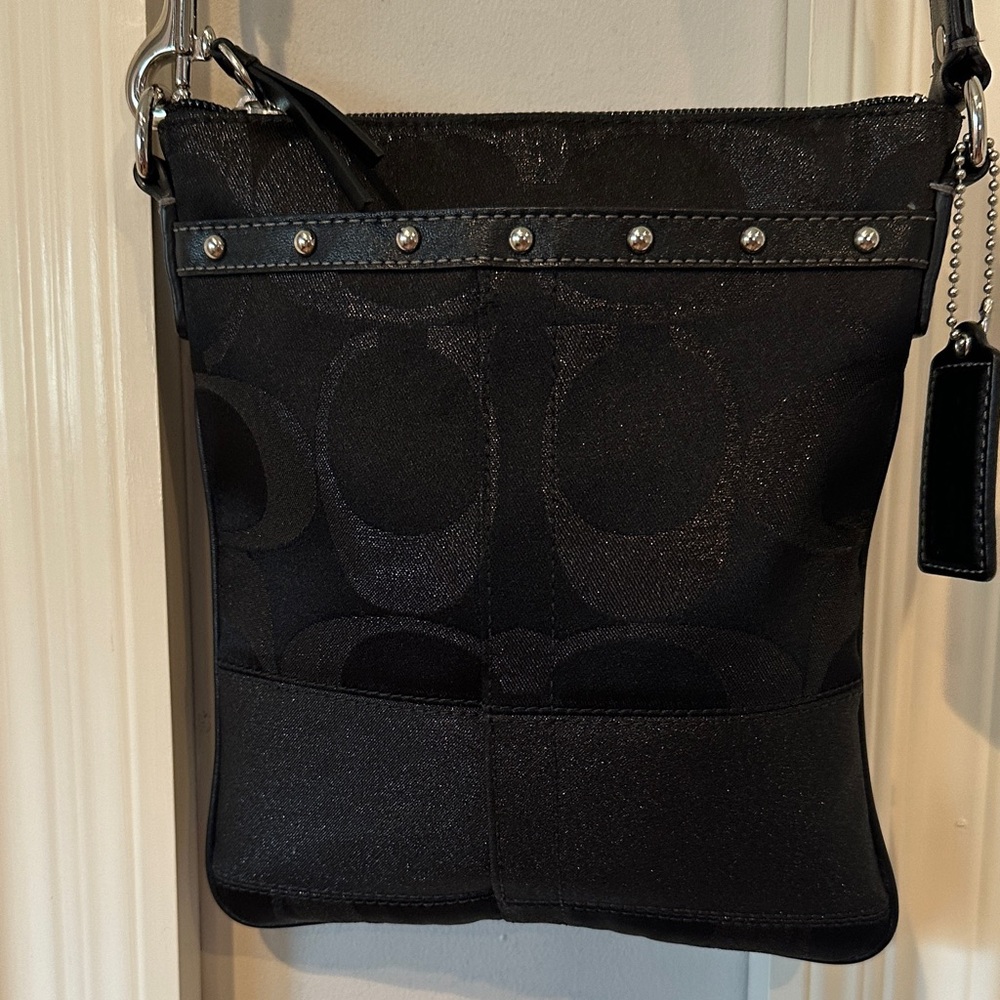 Chic Black Crossbody Bag with Silver Accents